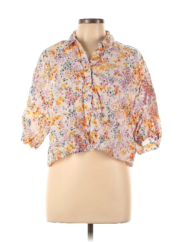 3/4 Sleeve Blouse Oversized Silk Blouse