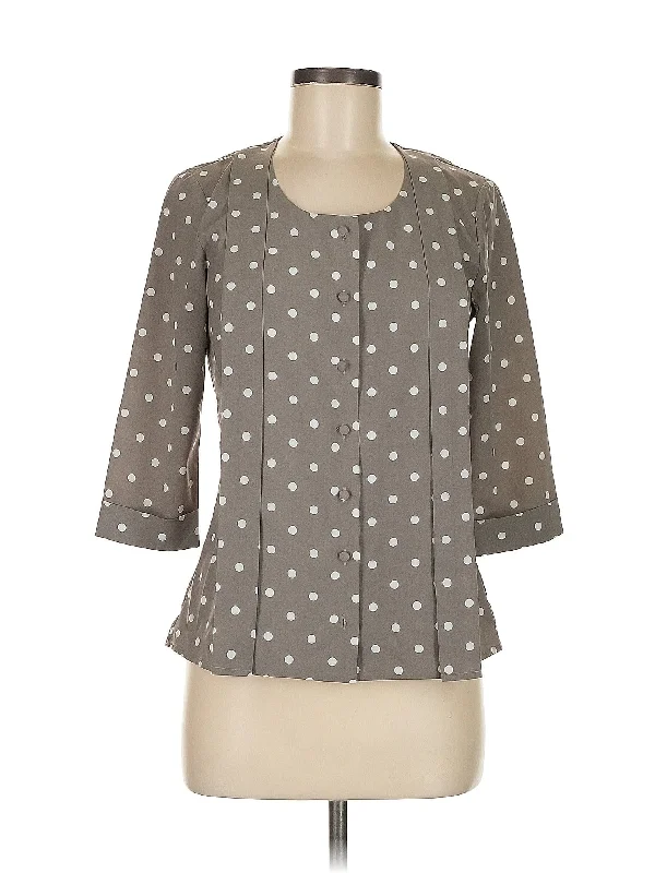3/4 Sleeve Blouse Elegant Semi-Sheer Blouse