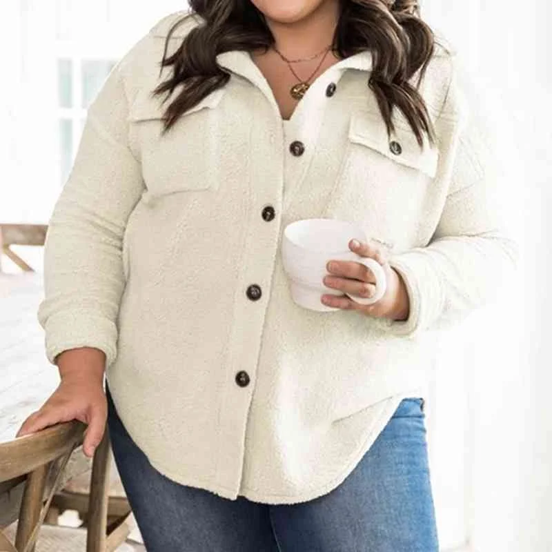 Drop Shoulder Fleece Shacket (3 colors) Oversized Silk Blouse