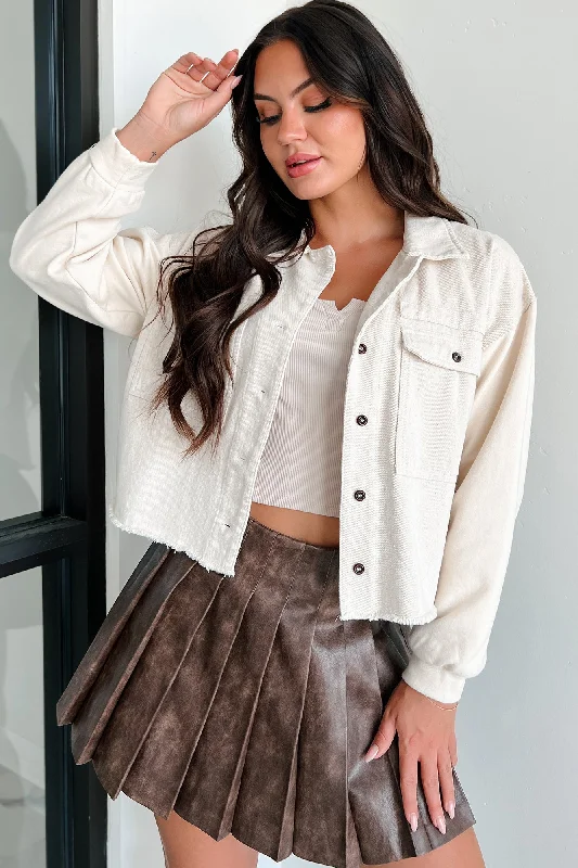 Chronicling Life Contrast Sleeve Shacket (Oatmeal) Subtle Shimmer Blouse