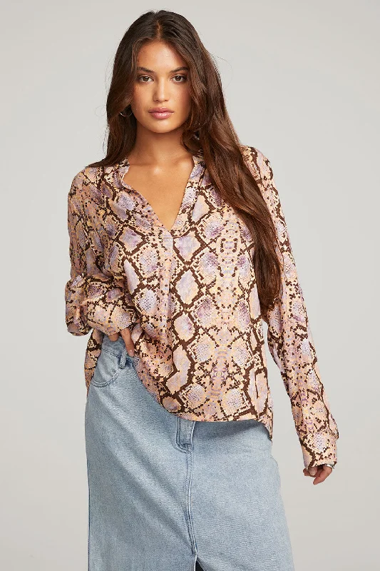 Denver Python Print Blouse Elegant Peplum Blouse