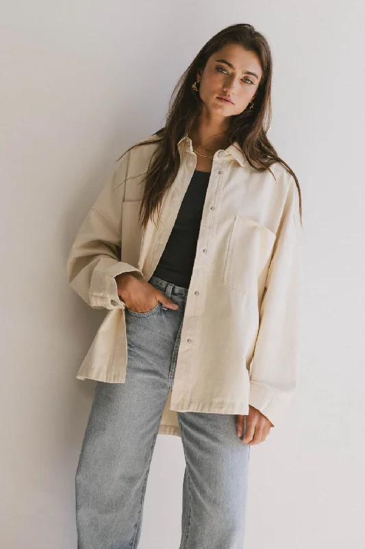 Holland Denim Shacket Bell Sleeve Blouse