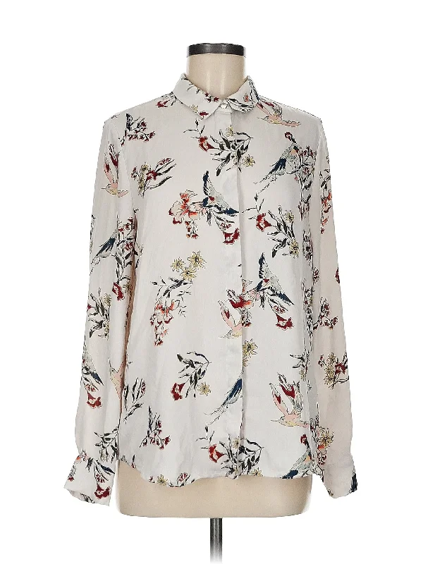 Long Sleeve Blouse Embellished Collar Blouse
