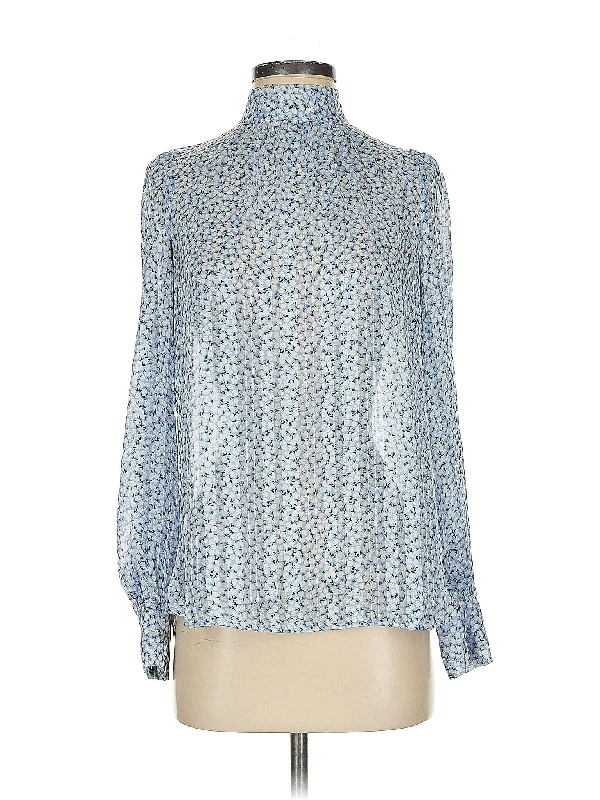 Long Sleeve Blouse Satin Drape Blouse