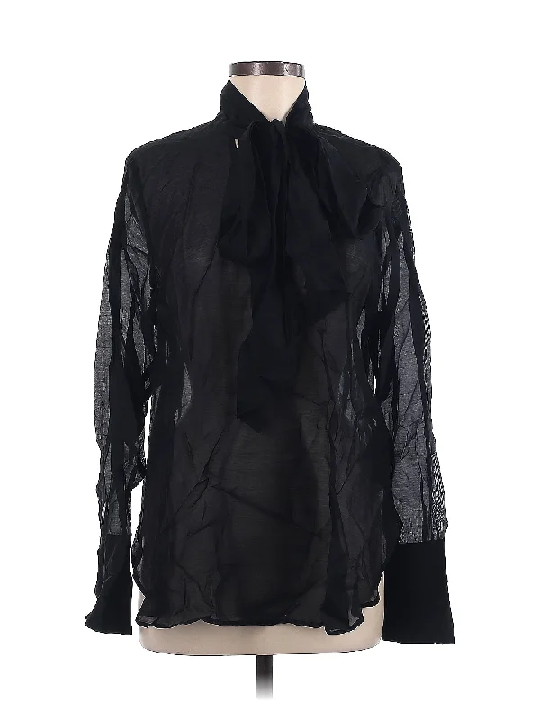Long Sleeve Blouse Satin Long Blouse
