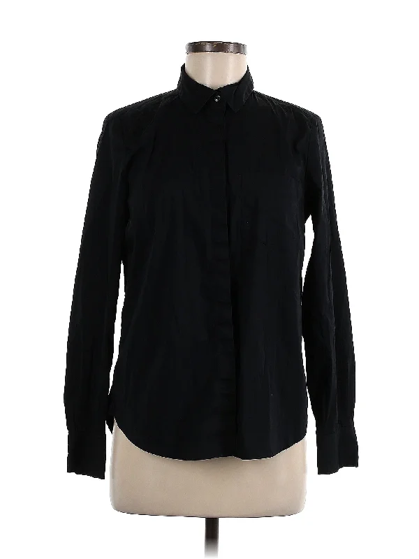 Long Sleeve Blouse Collared Satin Blouse