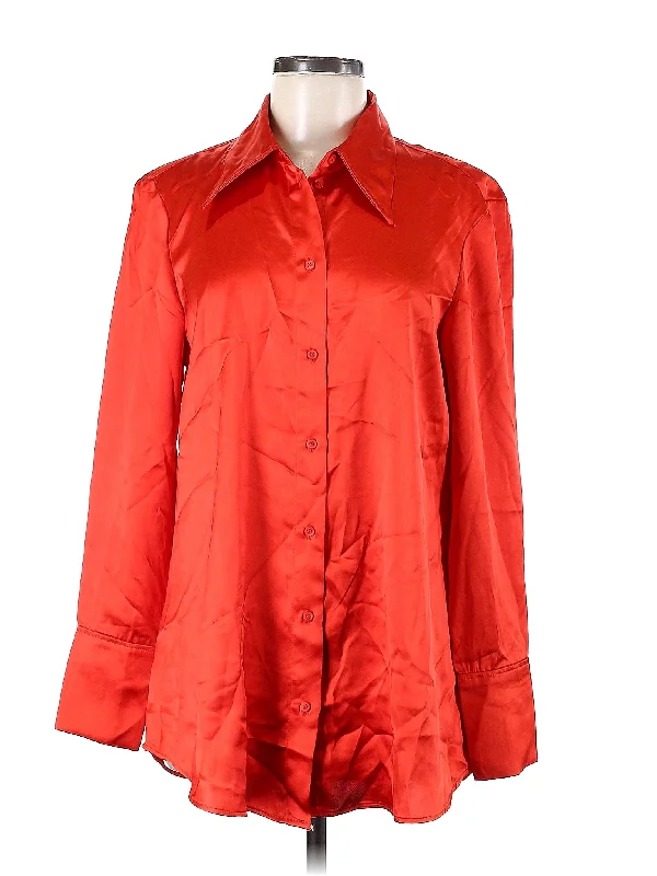 Long Sleeve Blouse Elegant Semi-Sheer Blouse