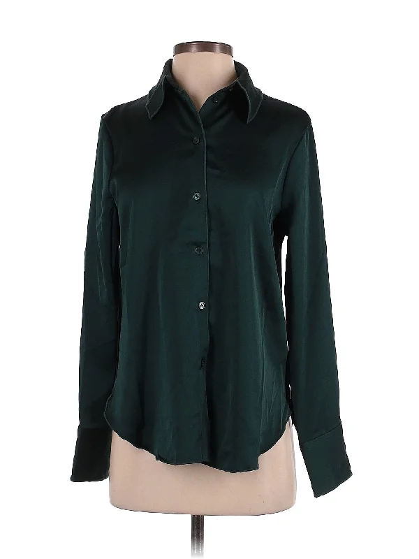 Long Sleeve Blouse Collared Satin Blouse