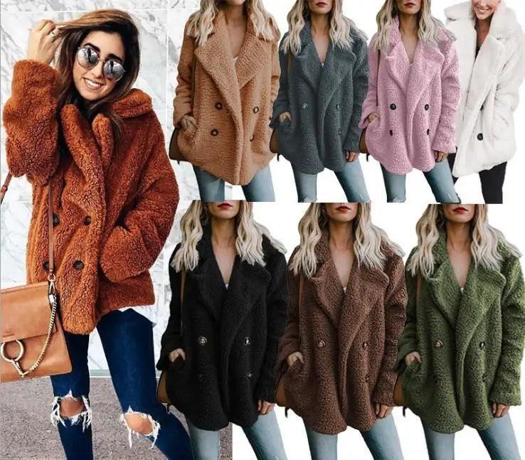 Autumn And Winter Fashion Button Suit Collar Pocket Blouse Lightweight Chiffon Blouse