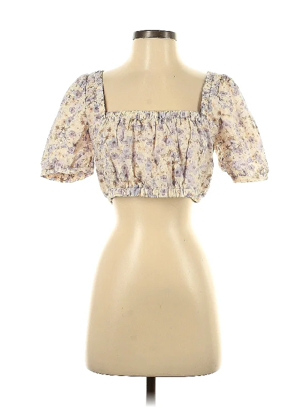 Short Sleeve Blouse Semi-Sheer Blouse