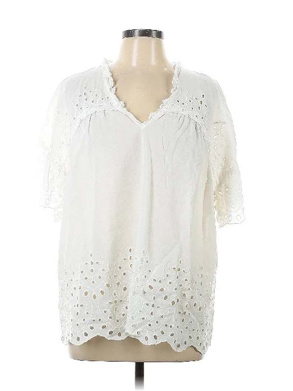 Short Sleeve Blouse Collared Satin Blouse