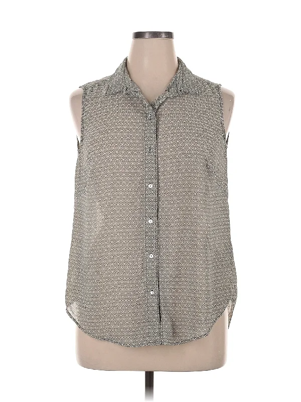 Sleeveless Blouse Sheer Mesh Blouse