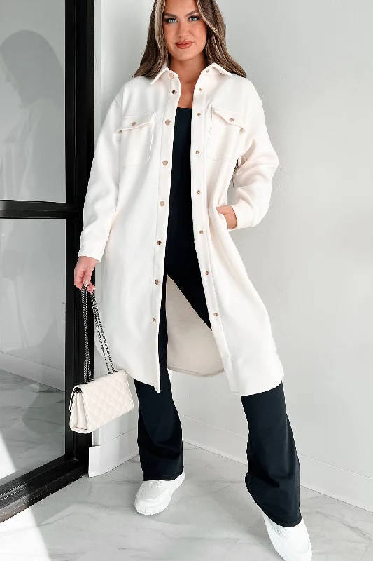 Sophisticated Taste Longline Shacket (Ivory) Floral Chiffon Blouse