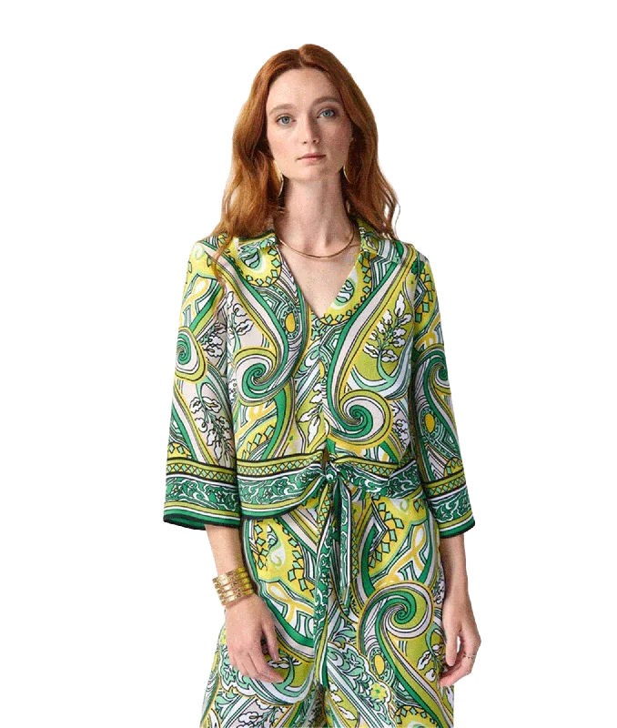 Cropped Paisley Blouse Style - Multi Casual Stripe Blouse