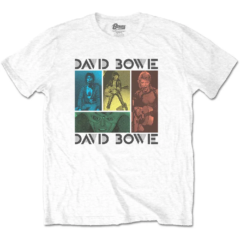 David Bowie | Official Band T-Shirt | Mick Rock Photo Collage Spandex Blend Rayon Blend Denim Blend