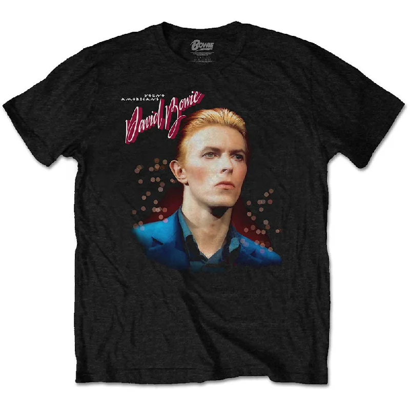 David Bowie | Official Band T-Shirt | Young Americans (Back Print) Beaded Sequined Faux Fur
