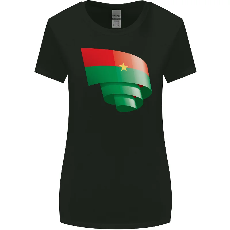 Curled Burkina Faso Flag Day Football Womens Wider Cut T-Shirt Sequined Glittery Shiny