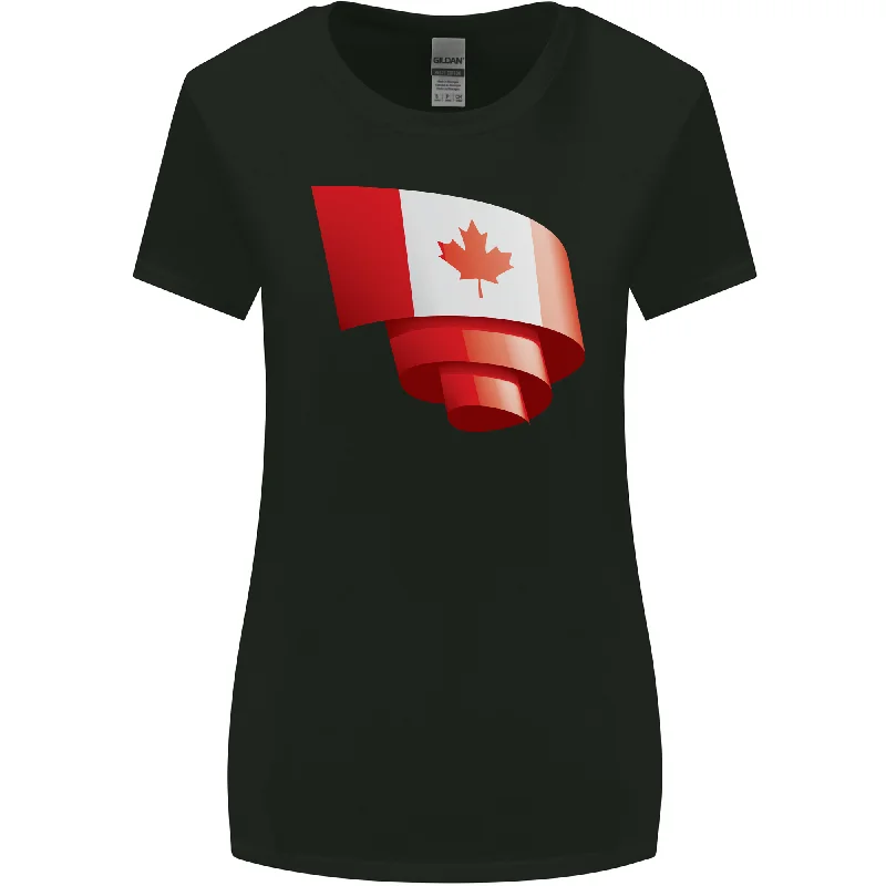 Curled Canada Flag Canadian Day Football Womens Wider Cut T-Shirt Cashmere Blend Cotton Blend Poly Blend Curled Canada Flag Canadian Day Football Womens Wider Cut T-Shirt Cashmere Blend Cotton Blend Poly Blend