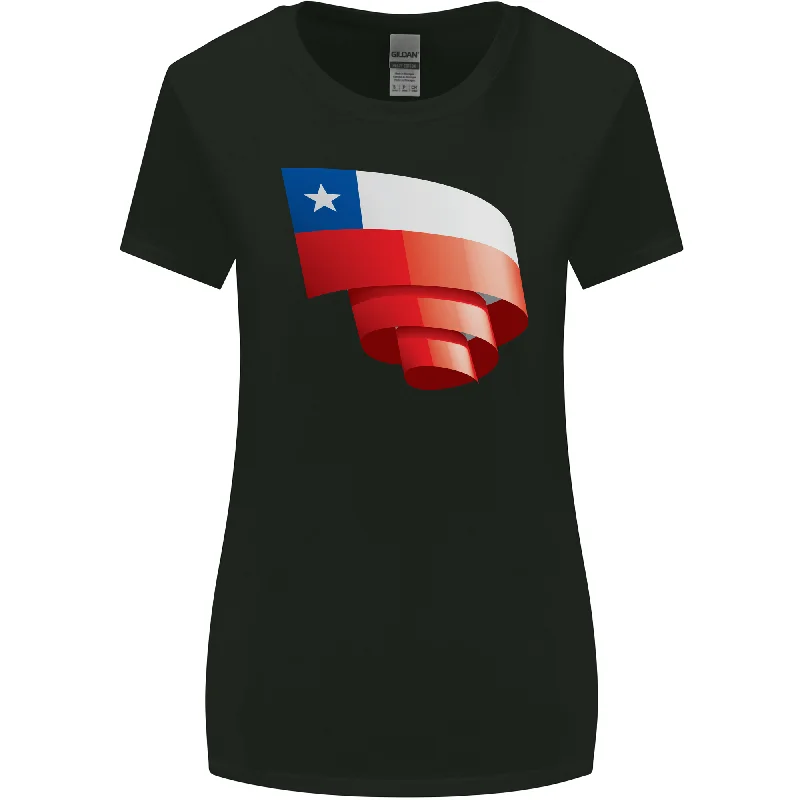 Curled Chile Flag Chilean Day Football Womens Wider Cut T-Shirt Elegant Classic Vintage