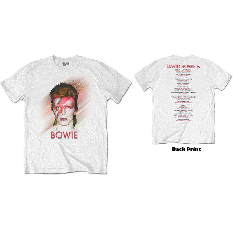 David Bowie | Official Band T-Shirt | Bowie Is (Back Print) Welt Pockets Slit Pockets Flap Pockets