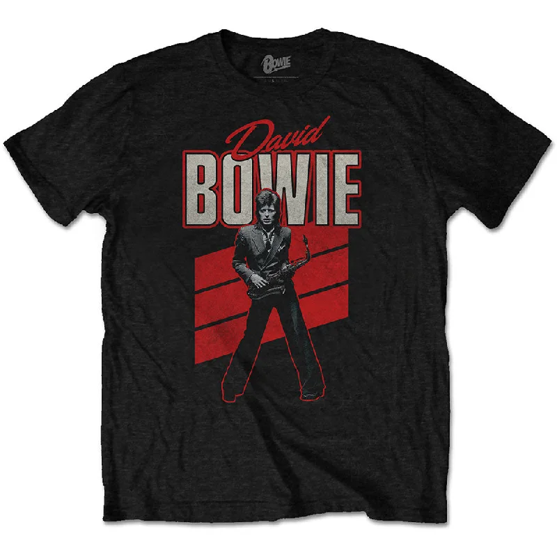 David Bowie | Official Band T-Shirt | Red Sax Faux Fur Fabric Real Fur Fabric Shearling Fabric