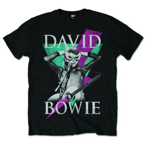 David Bowie | Official Band T-Shirt | Thunder Cotton Fabric Linen Fabric Terry Fabric