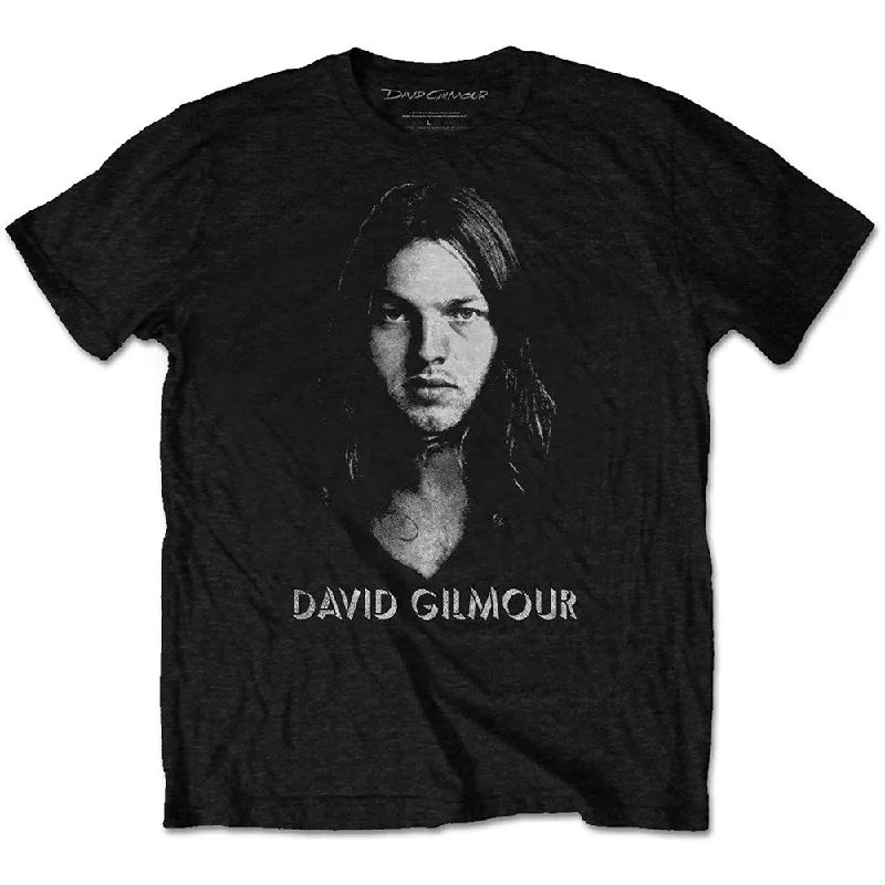 David Gilmour | Official Band T-Shirt | Half-tone Face Collared Crew Neck Turtle Neck