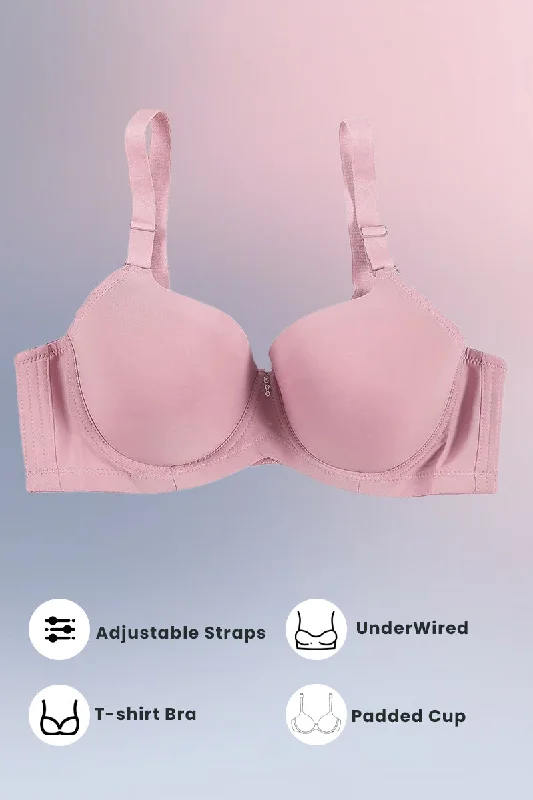 Espico Pink Padded Wired T-Shirt Bra - Tea Pink Hooded Caped Shawl Collar