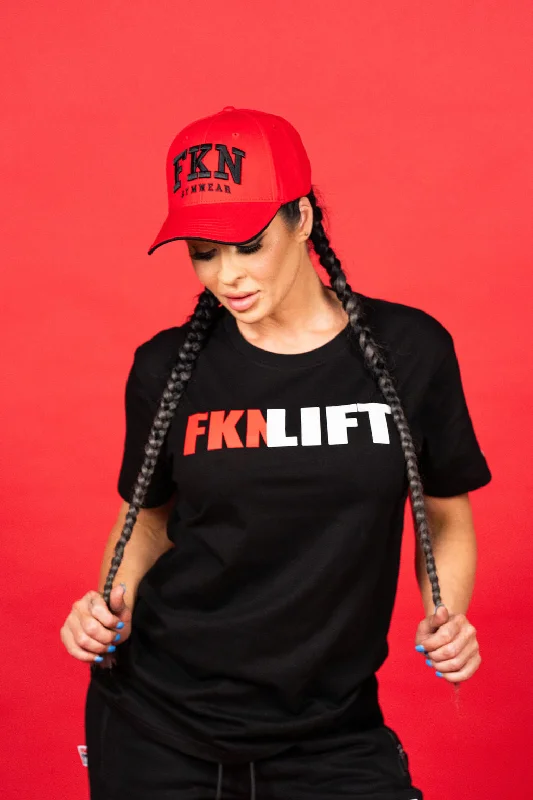 FKNLIFT | Women's Gym T-Shirt | Black Knit Fabric Woven Fabric Fleece Fabric
