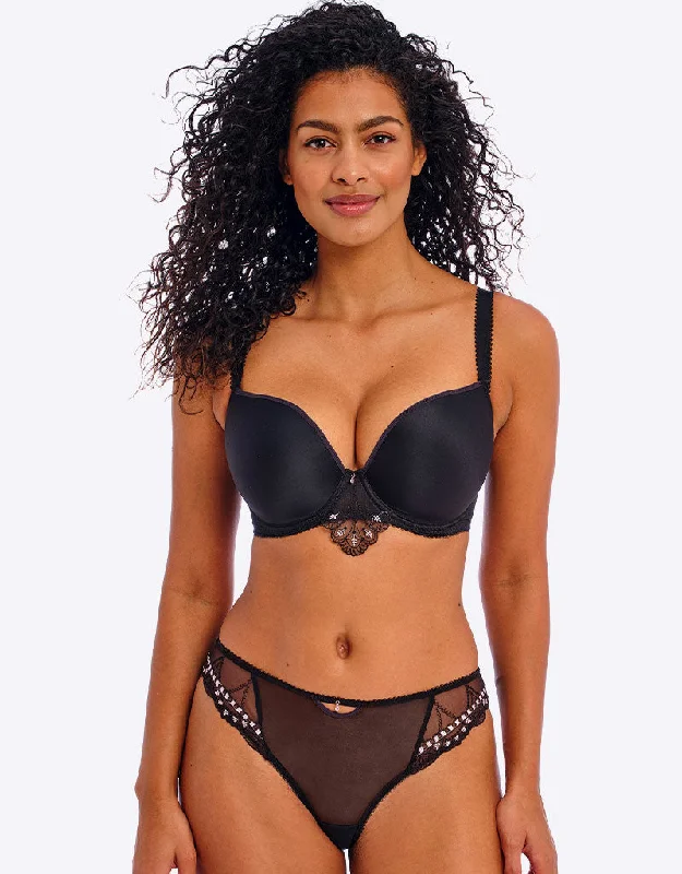 Freya Loveland Moulded Plunge T-Shirt Bra Boudoir Black Casual Formal Business