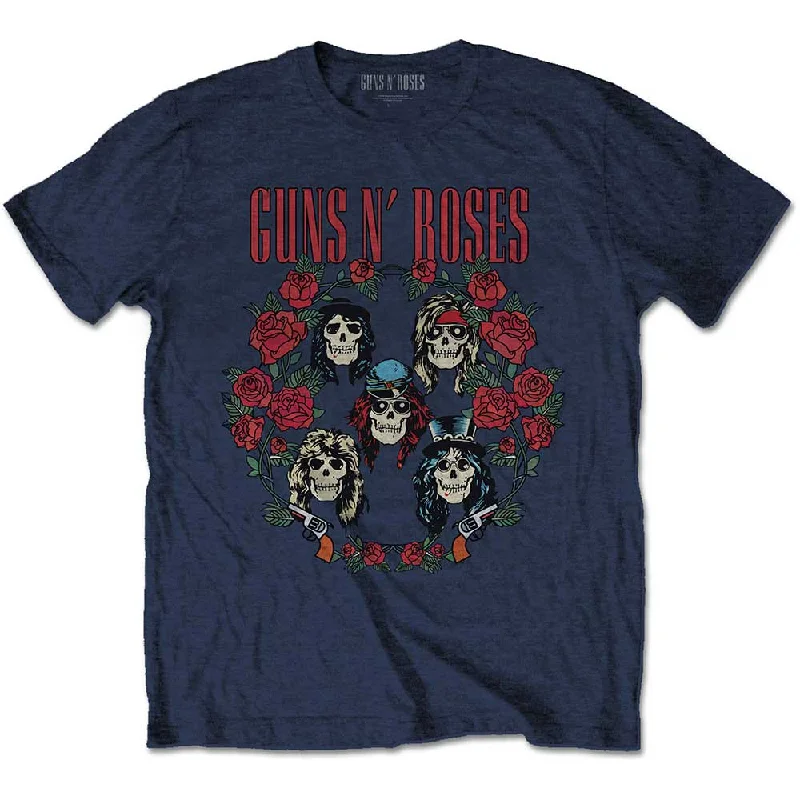 Guns N' Roses | Official Band T-Shirt | Skulls Wreath Zippered Front Buttoned Front Snap Front
