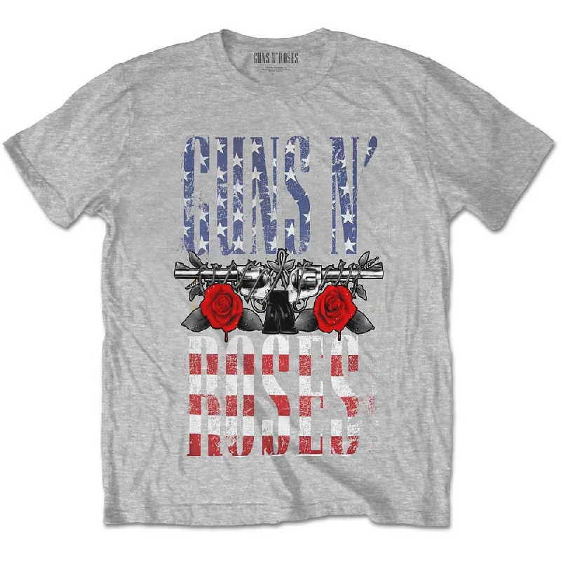Guns N' Roses | Official Band T-Shirt | US Flag in Logo Mesh Blend Leather Blend Suede Blend