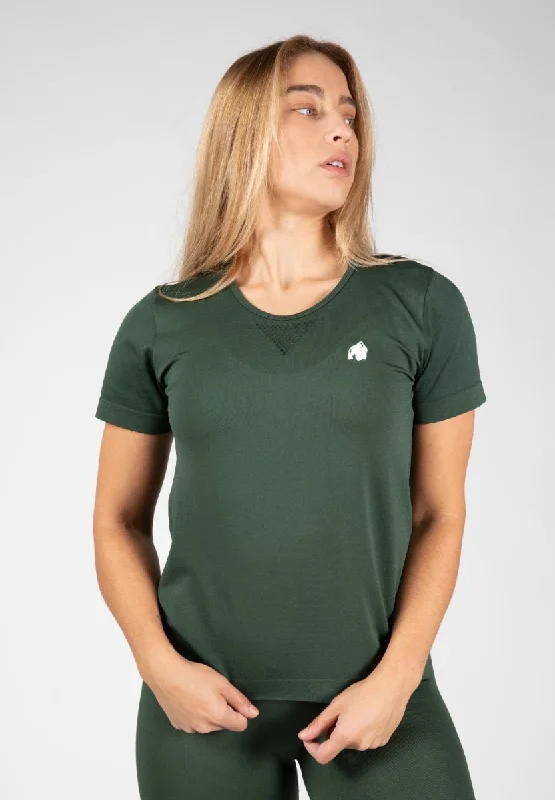 Gorilla Wear Neiro Seamless T-Shirt - Army Green Real Fur Shearling Chenille