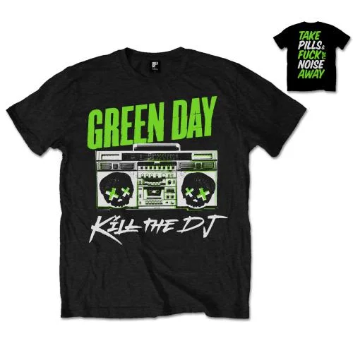 Green Day | Official Band T-Shirt | Kill the DJ (Back Print) Ribbed T-Shirt High Neck Heavyweight Green Day | Official Band T-Shirt | Kill the DJ (Back Print) Ribbed T-Shirt High Neck Heavyweight