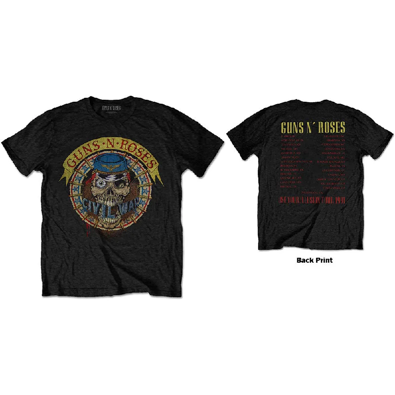 Guns N' Roses | Official Band T-Shirt | Skull Circle (Back Print) Mesh Fabric Canvas Fabric Denim Fabric