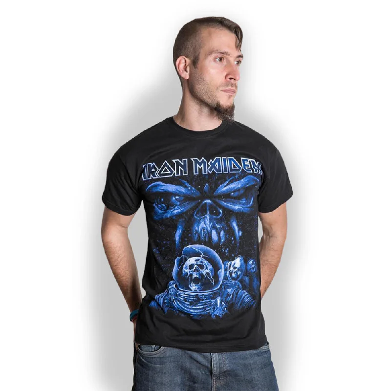 Iron Maiden | Official Band T-Shirt | Final Frontier Blue Album Spaceman Welt Pockets Slit Pockets