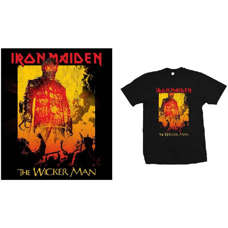 Iron Maiden | Official Band T-Shirt | The Wicker Man Fire Spandex Blend Rayon Blend Denim Blend Iron Maiden | Official Band T-Shirt | The Wicker Man Fire Spandex Blend Rayon Blend Denim Blend