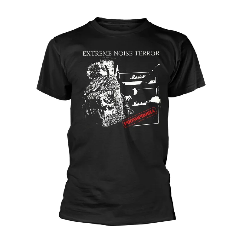 Extreme Noise Terror Unisex T-shirt: Phonophobia Print Jacquard Patchwork