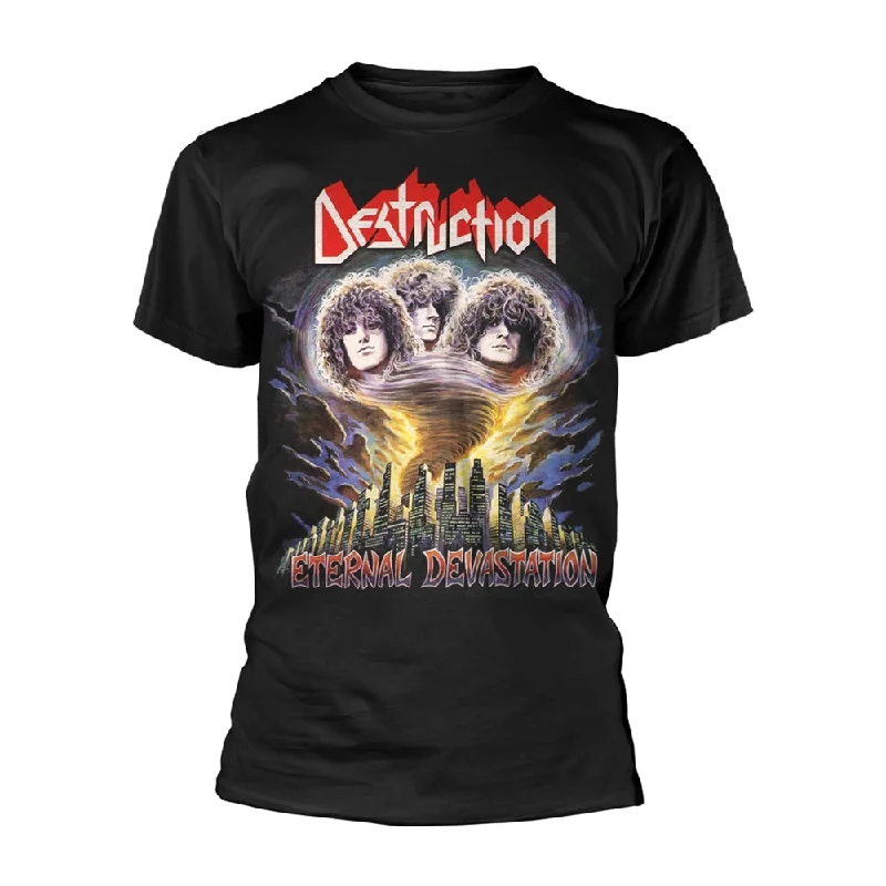 Destruction Unisex T-shirt: Eternal Devastation (back print) Hooded Caped Shawl Collar