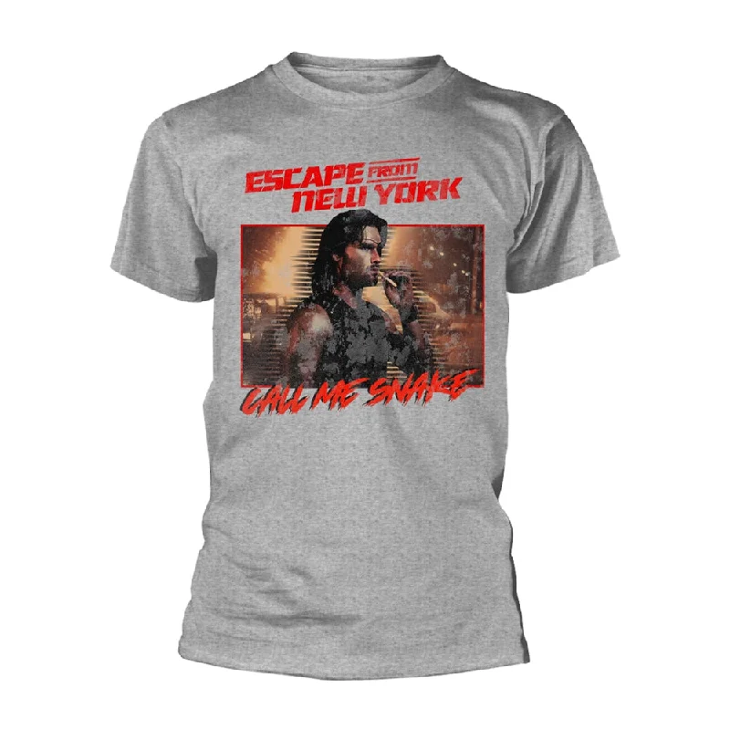 Escape From New York Unisex T-shirt: Call Me Snake (Grey) Ribbed T-Shirt High Neck Heavyweight