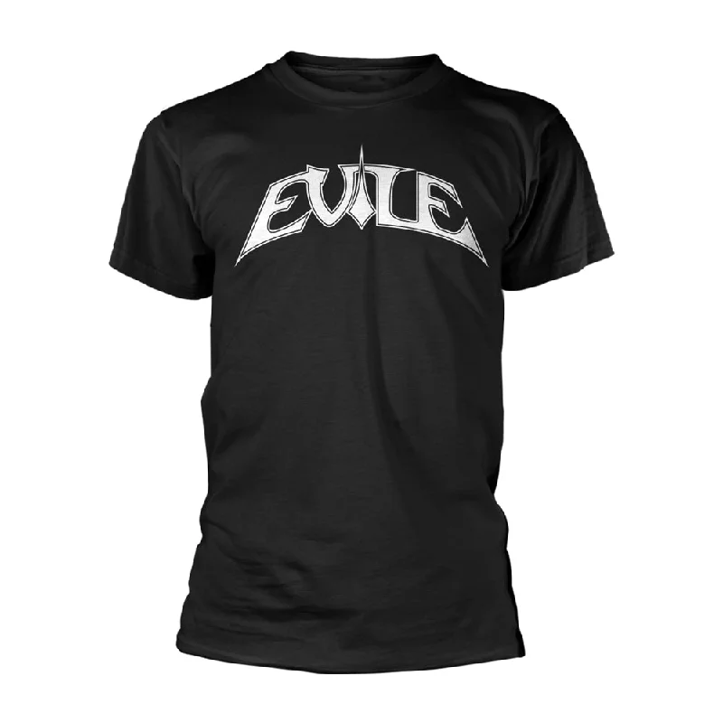 Evile Unisex T-shirt: Logo (Black Ts/White Print) Sequined Glittery Shiny