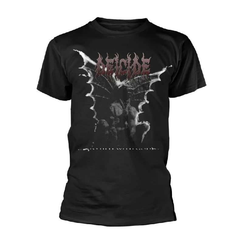 Deicide Unisex T-shirt: To Hell With God Gargoyle Graphic Embroidered Appliqued