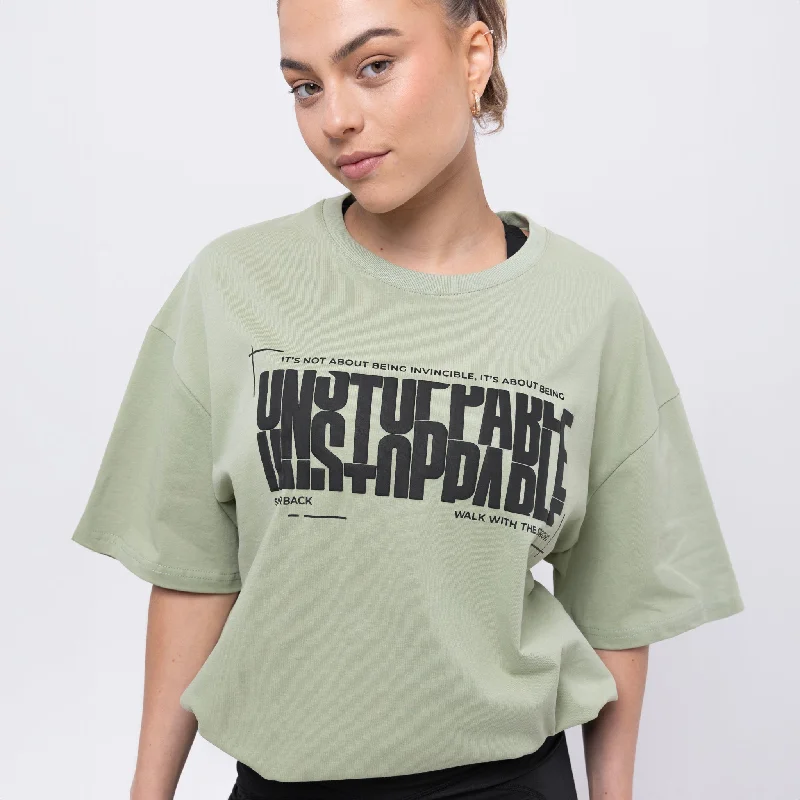 Unstoppable Women's Oversized T-Shirt Green Polka Dot Checkered Tartan