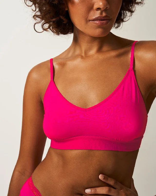 T-Shirt Bra - Raspberry Mesh Canvas Denim