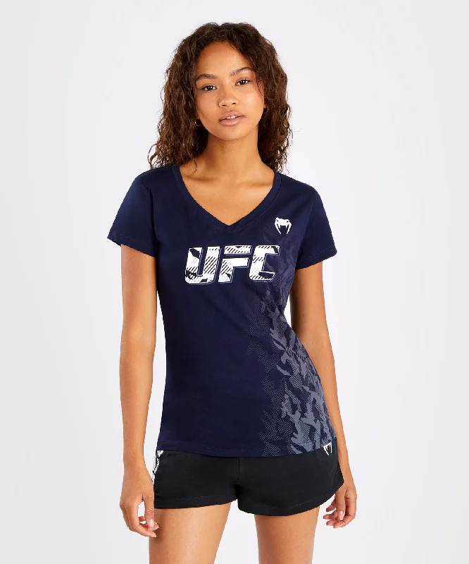 T-shirt Manches Courtes Femme UFC Venum Authentic Fight Week - Bleu Marine Mesh Canvas Denim