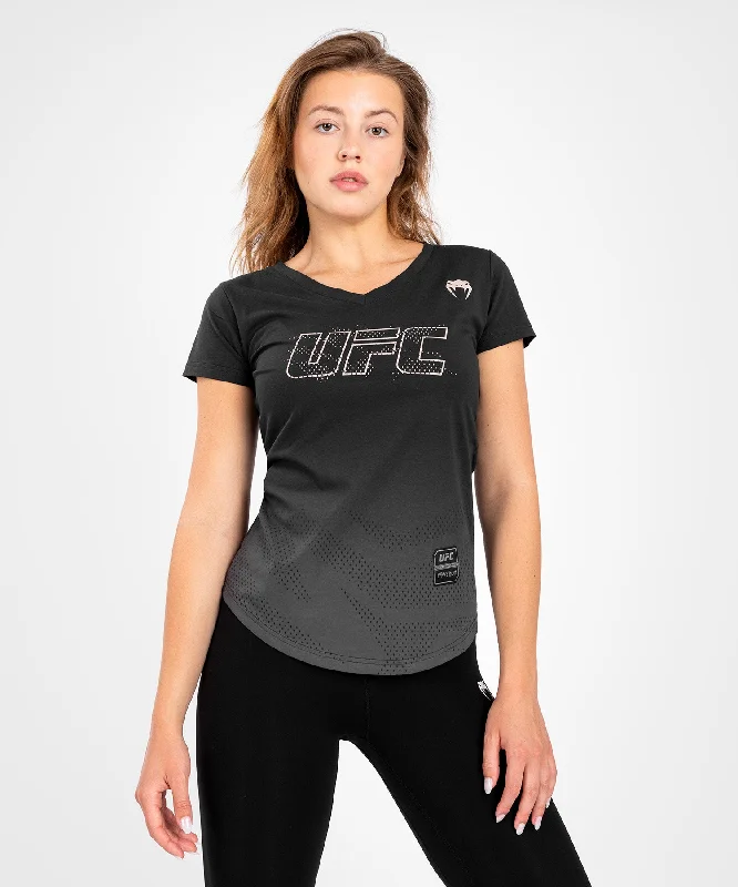 T-shirt Manches Courtes Femme UFC Venum Authentic Fight Week - Noir Striped Floral Plaid