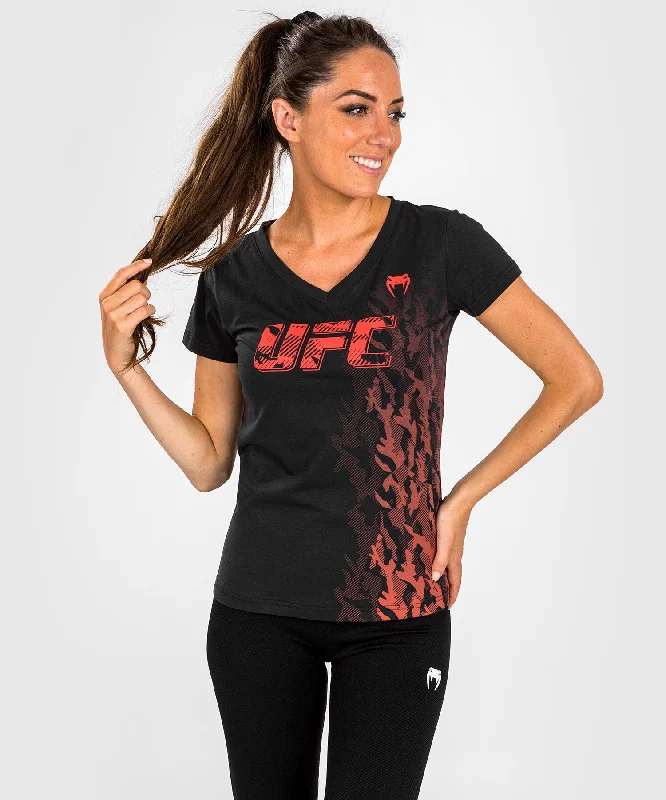 T-shirt Manches Courtes Femme UFC Venum Authentic Fight Week - Noir Notch Collar Peter Pan Collar Cowl Neck