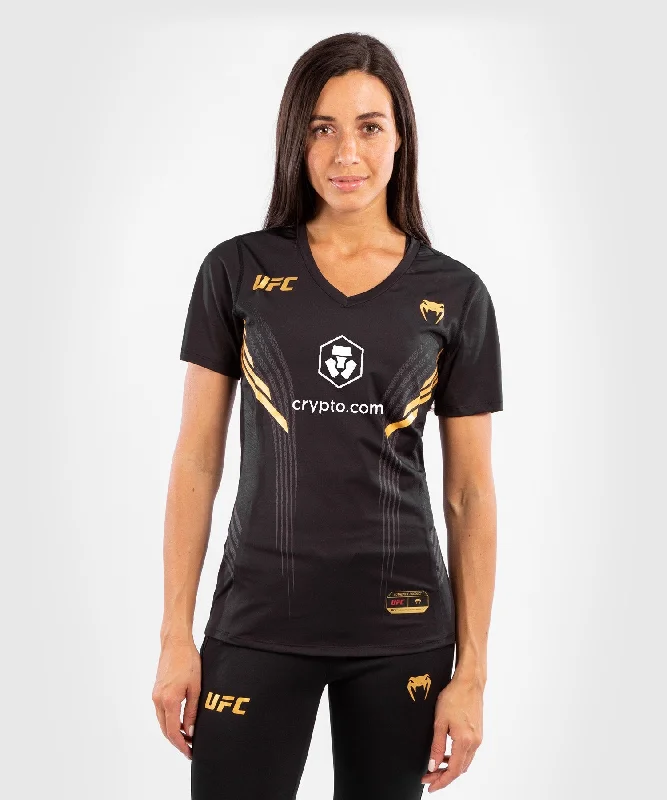 T-shirt Technique Femme UFC Venum Authentic Fight Night - Champion Zippered Front Buttoned Front Snap Front T-shirt Technique Femme UFC Venum Authentic Fight Night - Champion Zippered Front Buttoned Front Snap Front