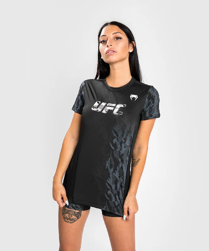 T-shirt Technique Manches Courtes Femme UFC Venum Authentic Fight Week - Noir V-Neck T-Shirt Long Sleeve Cotton
