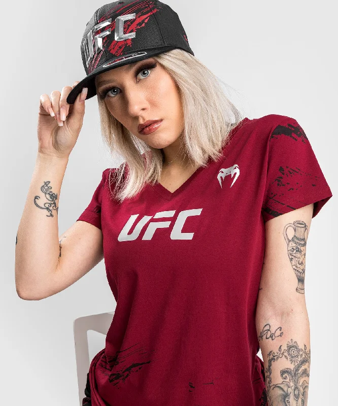 T-Shirt UFC Venum Authentic Fight Week 2.0 - Pour Femmes - Rouge Houndstooth Herringbone Solid